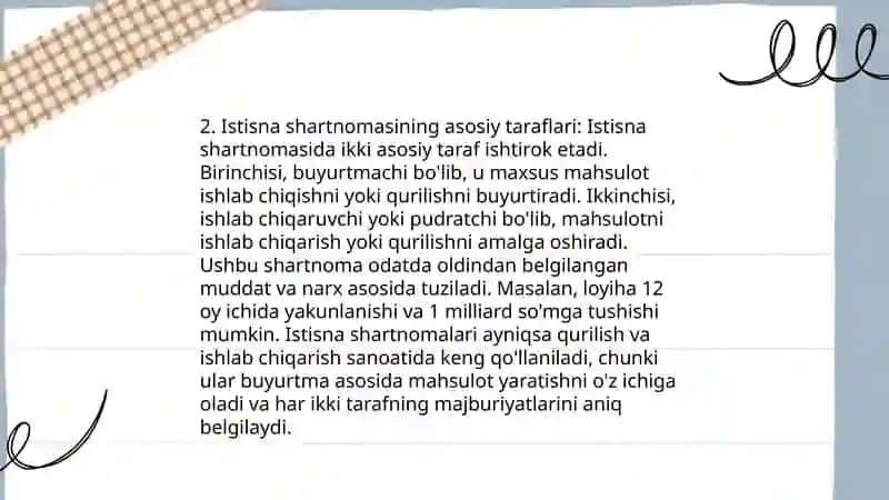 Istisna shartnomasi 4