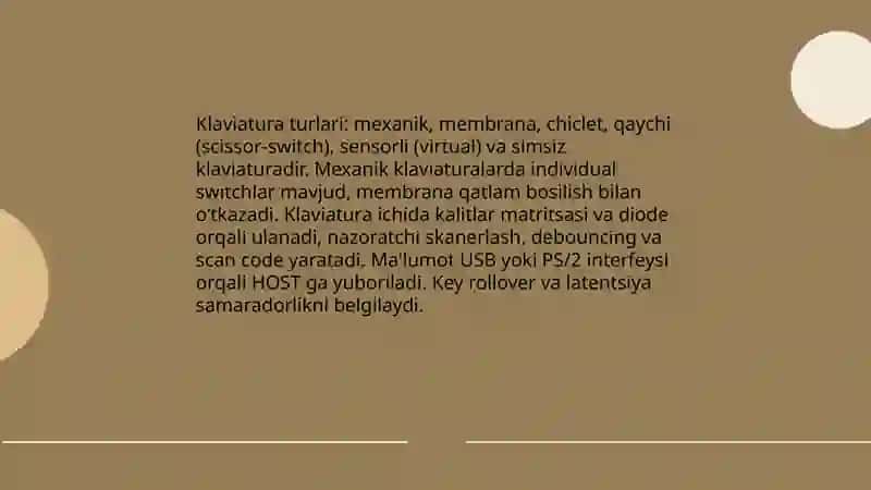 Kiritish va chiqarish qurilmalarining ta'rifi va vazifalari 4