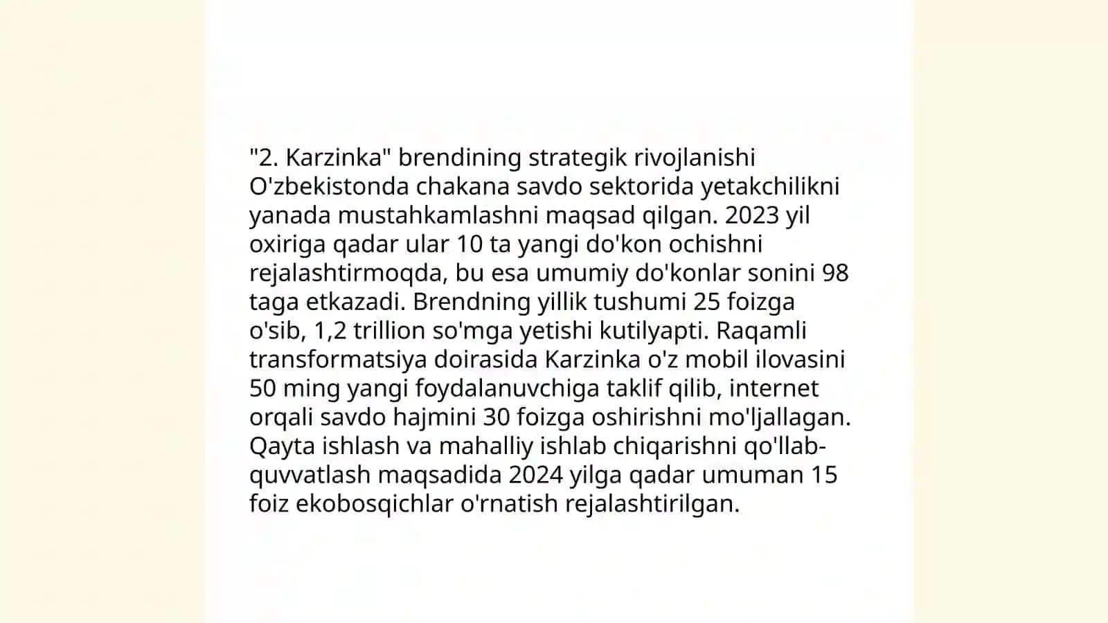 Karzinka.uz Yetakchi Chakana Savdo Tarmog'i 4