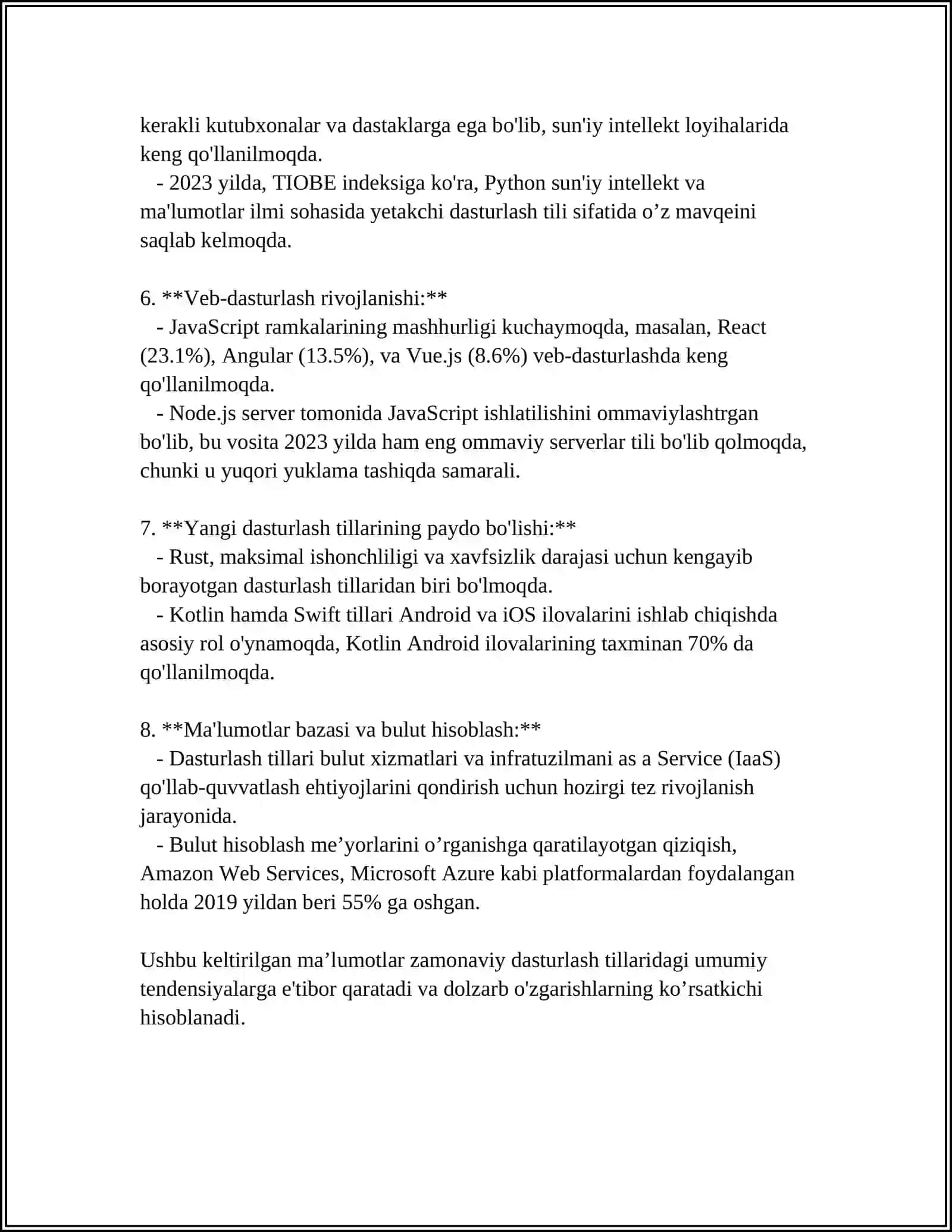 ZAMONAVIY DASTURLASH TILLARI TAHLILI 4