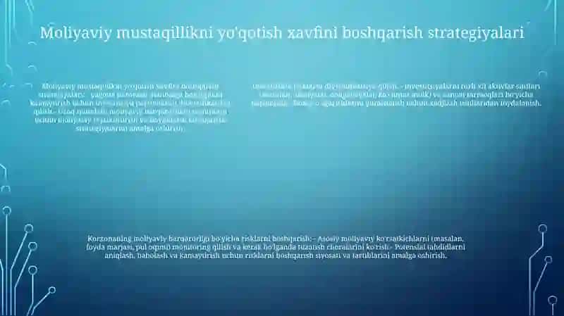 Korxonalar Moliyaviy Mustaqilligini Yo`Qotish Tavakkalchilikini Boshqarish 4