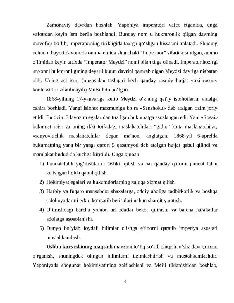 YAPONIYA MEYDZI TIKLANISH DAVRIDA. ISLOHOTLAR 4