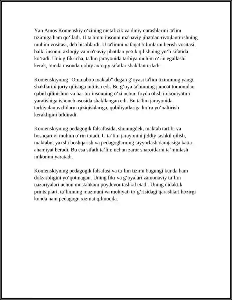 Yan Amos Komenskiyning pedagogik tizimi 4