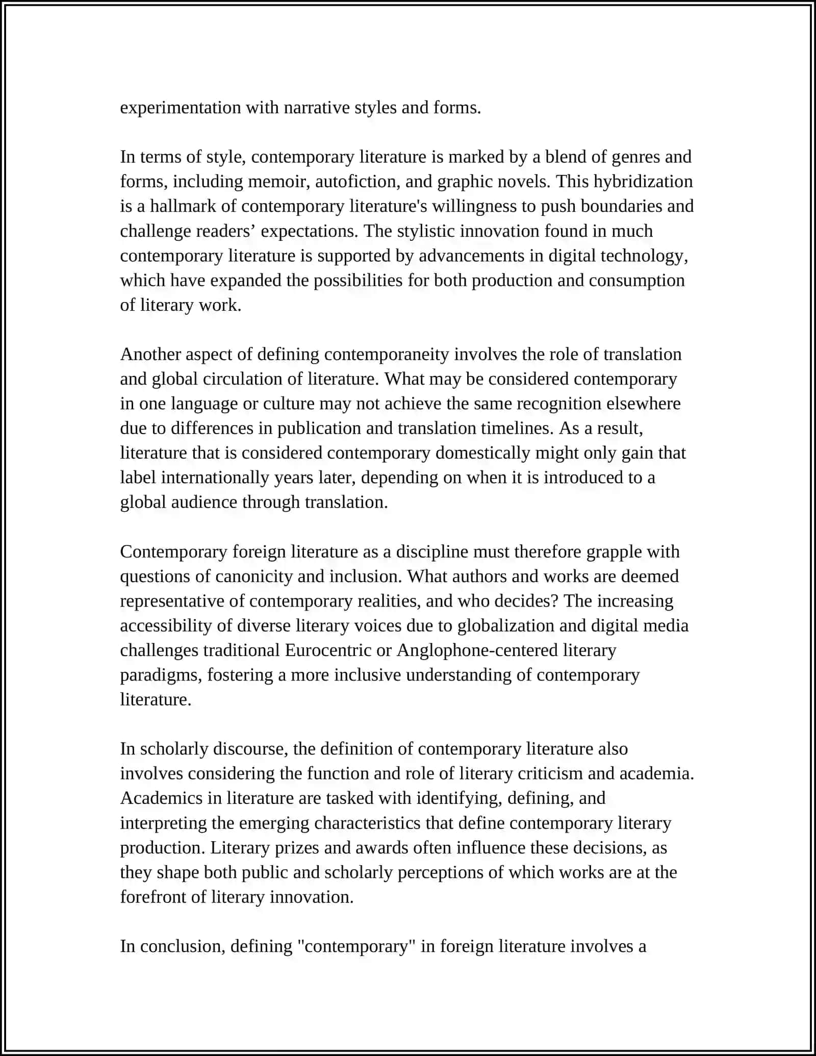 CONTEMPORARY FOREIGN LITERATURE AS A DISCIPLINE 4