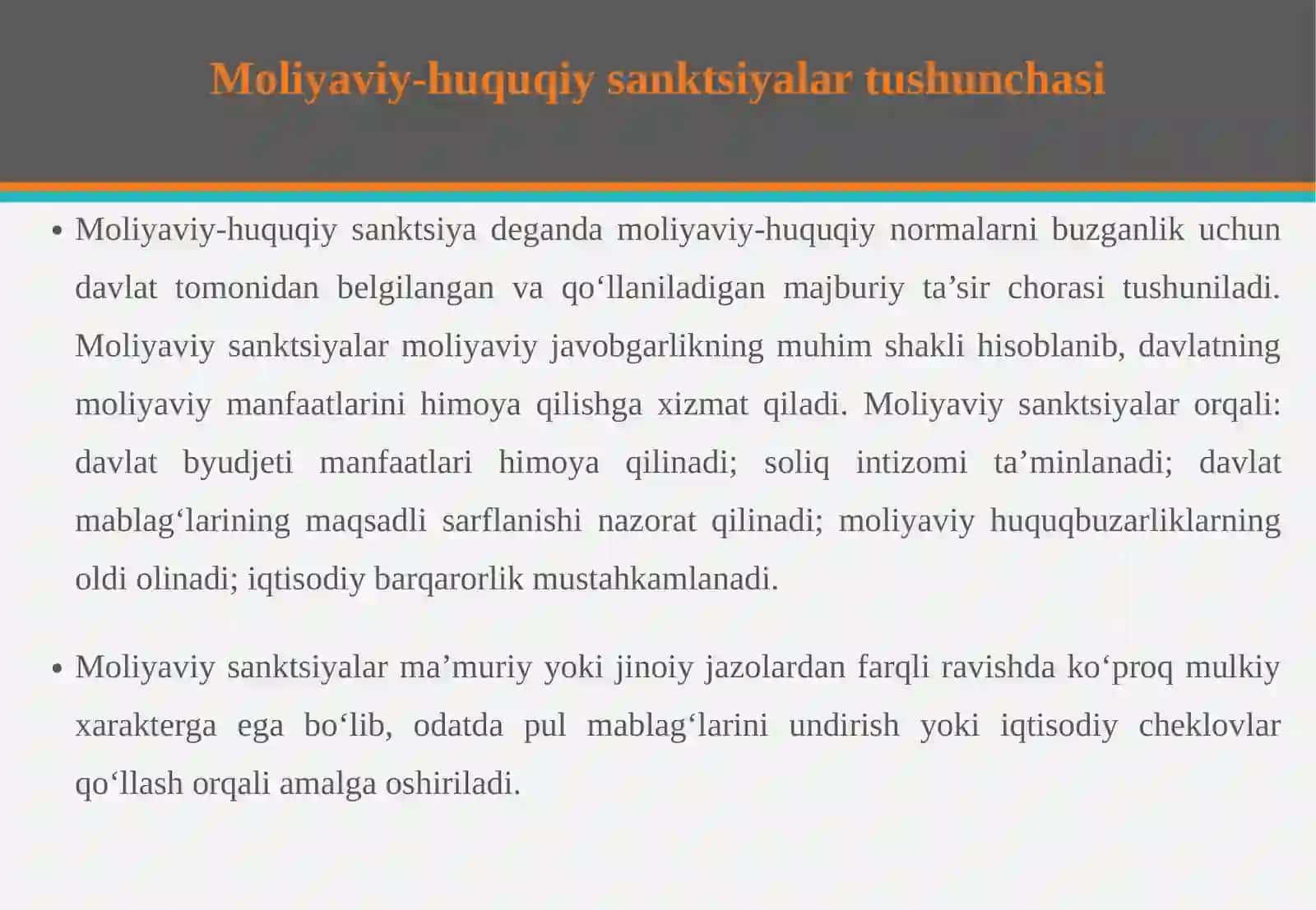 MOLIYAVIY-HUQUQIY SANKTSIYALAR: MAZMUNI VA TURLARI 4