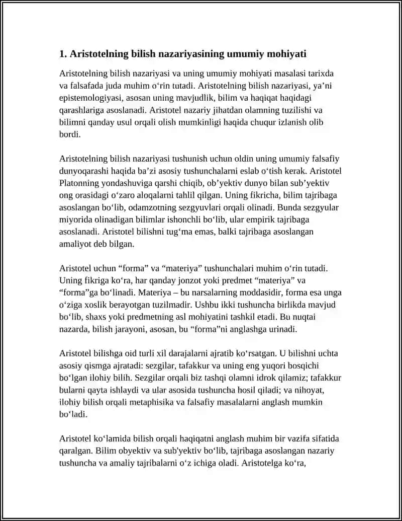 Aristotelnig Bilish Nazariyasi va Uning Mazmuni 4