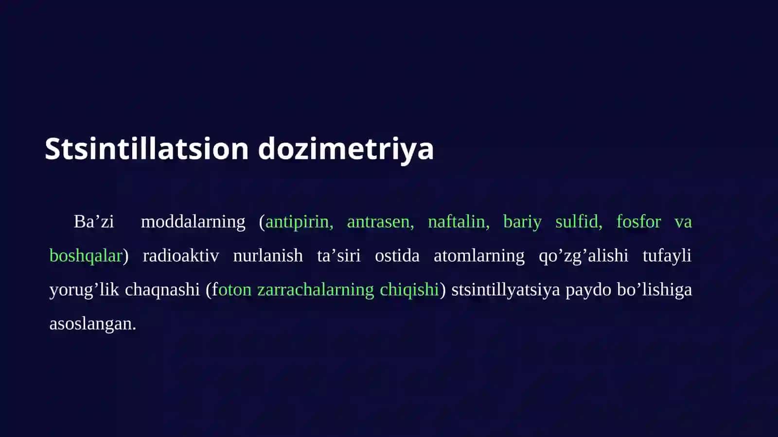 Dozimetriya metodlari. Dozimetrik asboblar tasnifi 4