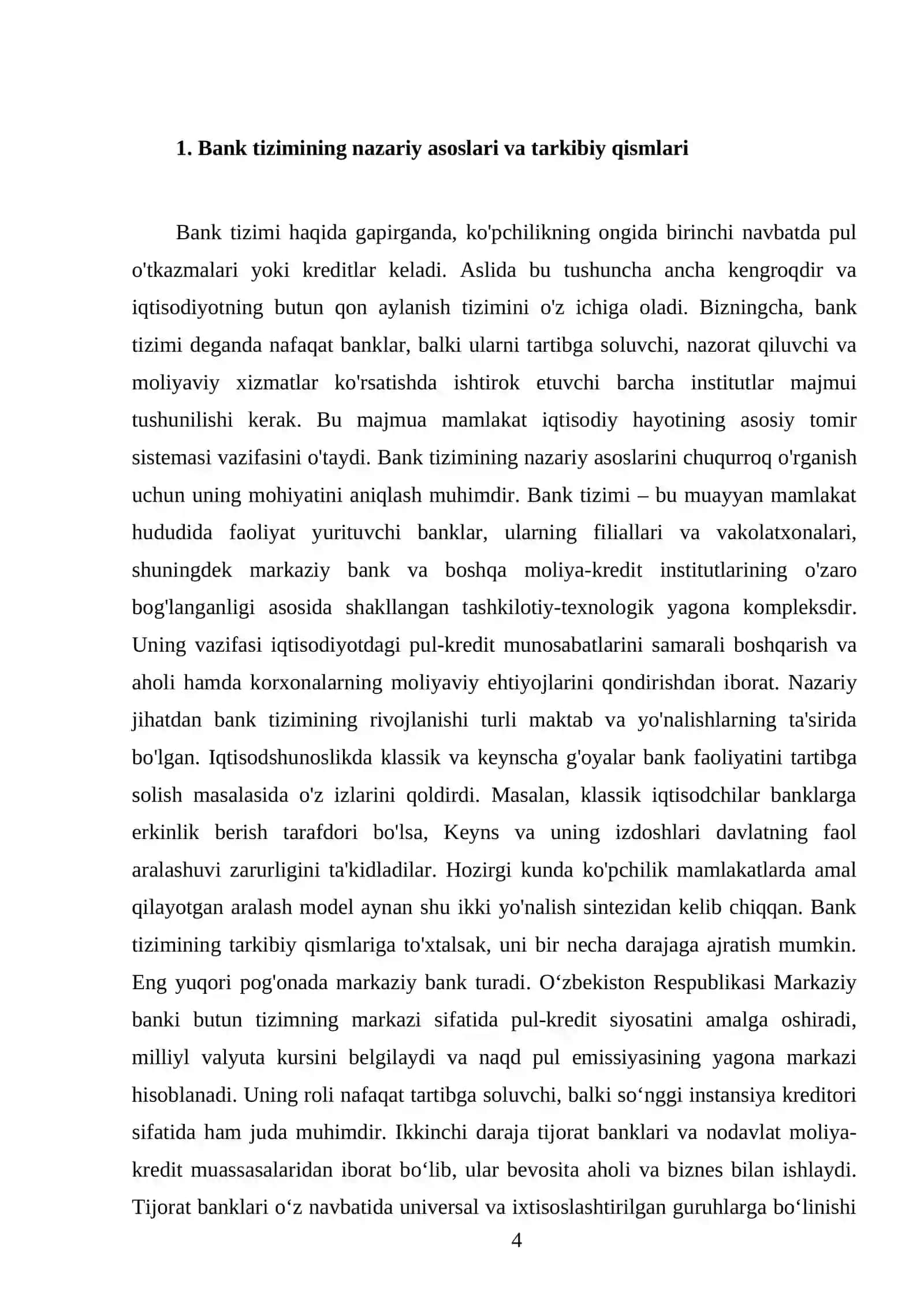 Banklar va O‘zbekiston respublikasida bank tizimi 4