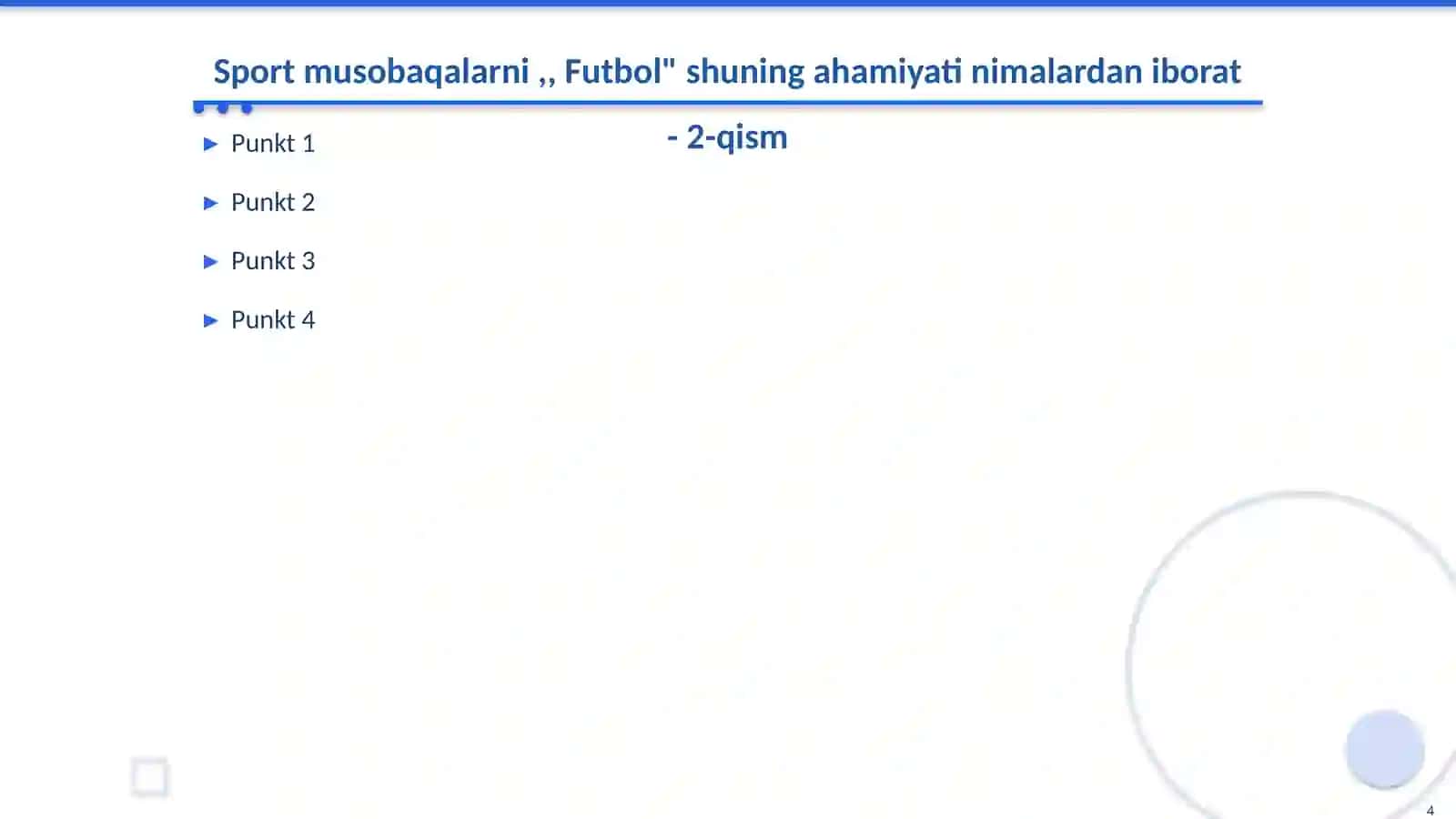 Sport musobaqalarni,, Futbol" shuning ahamiyati nimalardan iborat 4