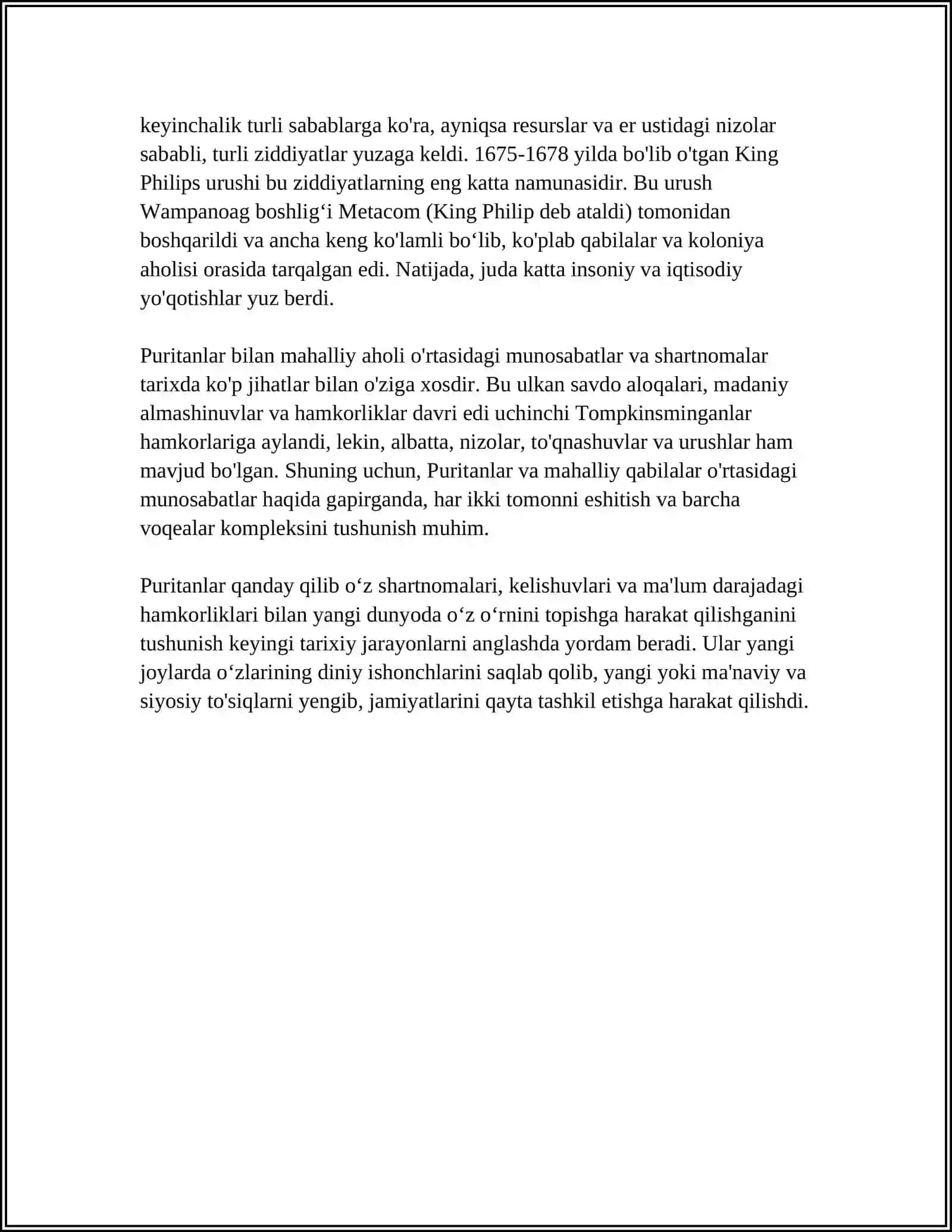 PURITANLIK TINCHLIK SHARTNOMASI 4