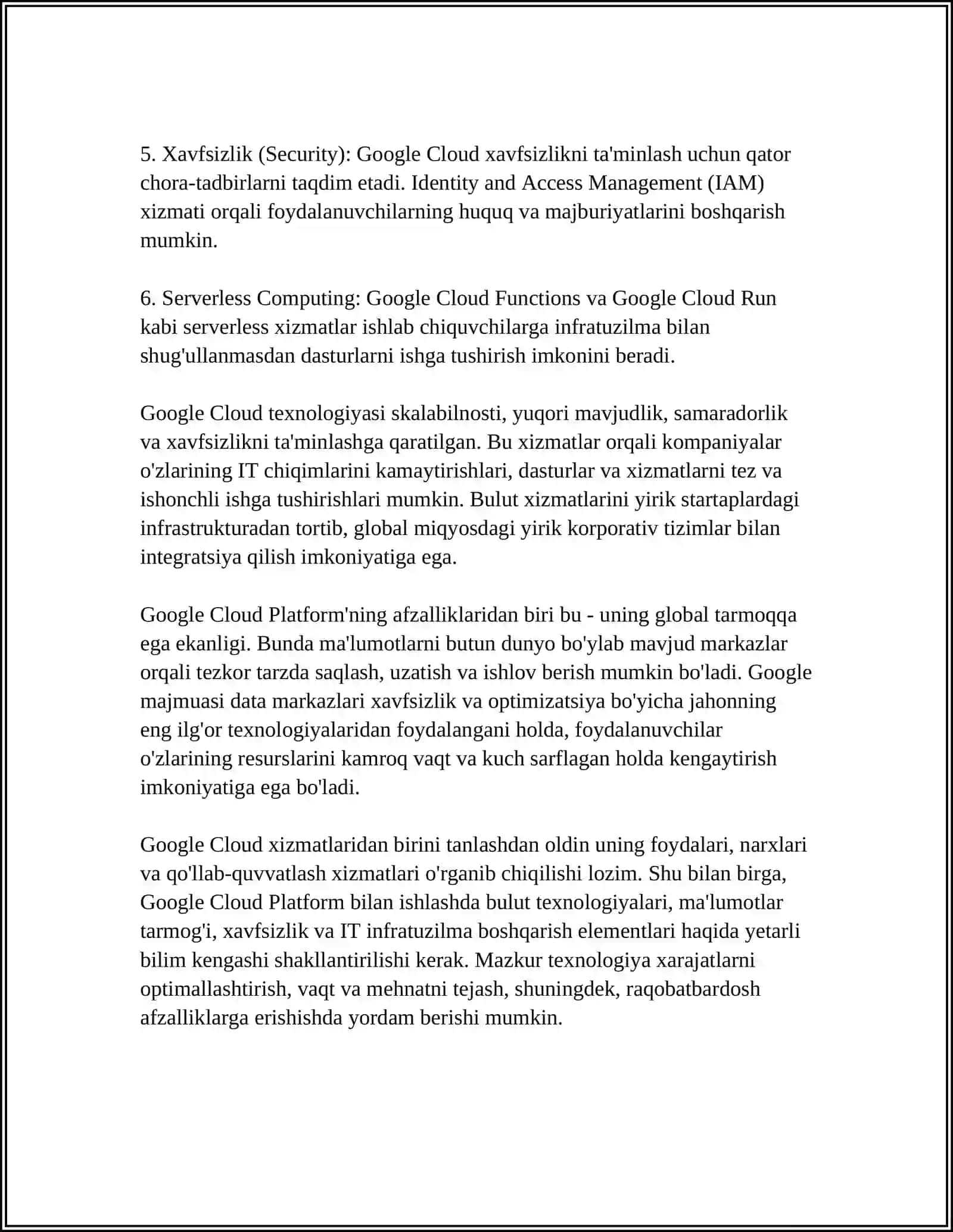 GOOGLE CLOUD TEXNOLOGIYASI BILAN ISHLASH 4