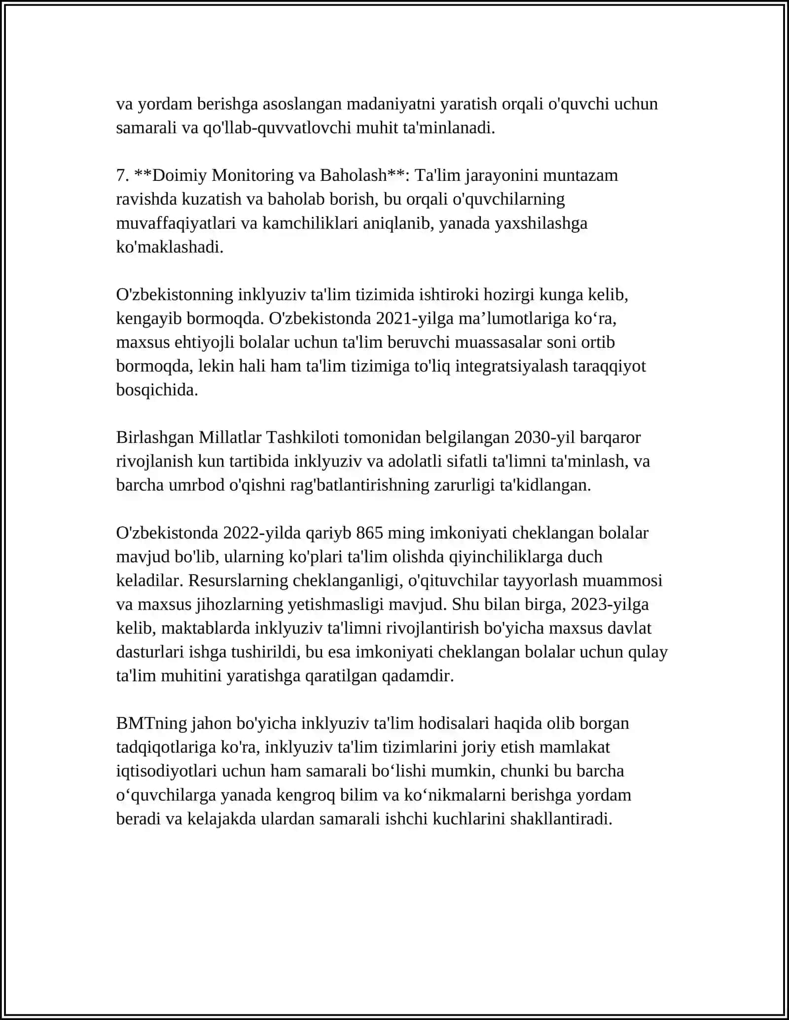 INKLYUZIV TA'LIMNING PEDAGOGIK PISIHALOGIK VA TASHKILIY SHARTLARI 4
