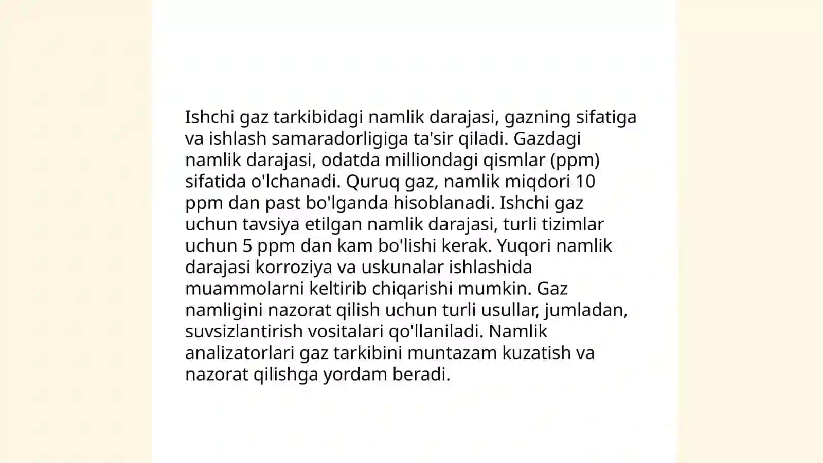Ishchi gaz va ozuqa suviga qo'yiladigan talablar 4