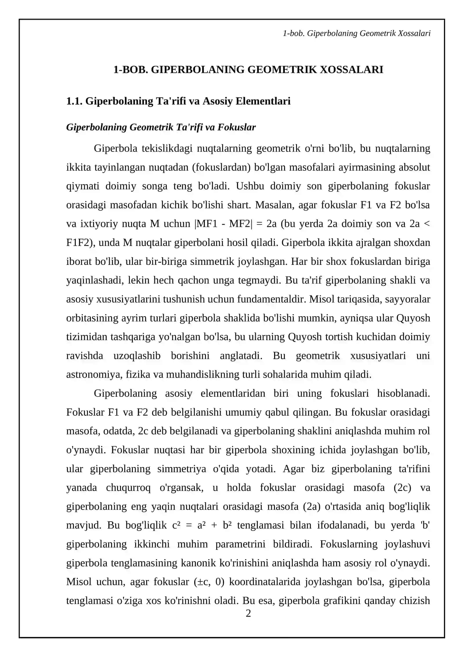 Giperbolaning kanonik tenglamalari 4