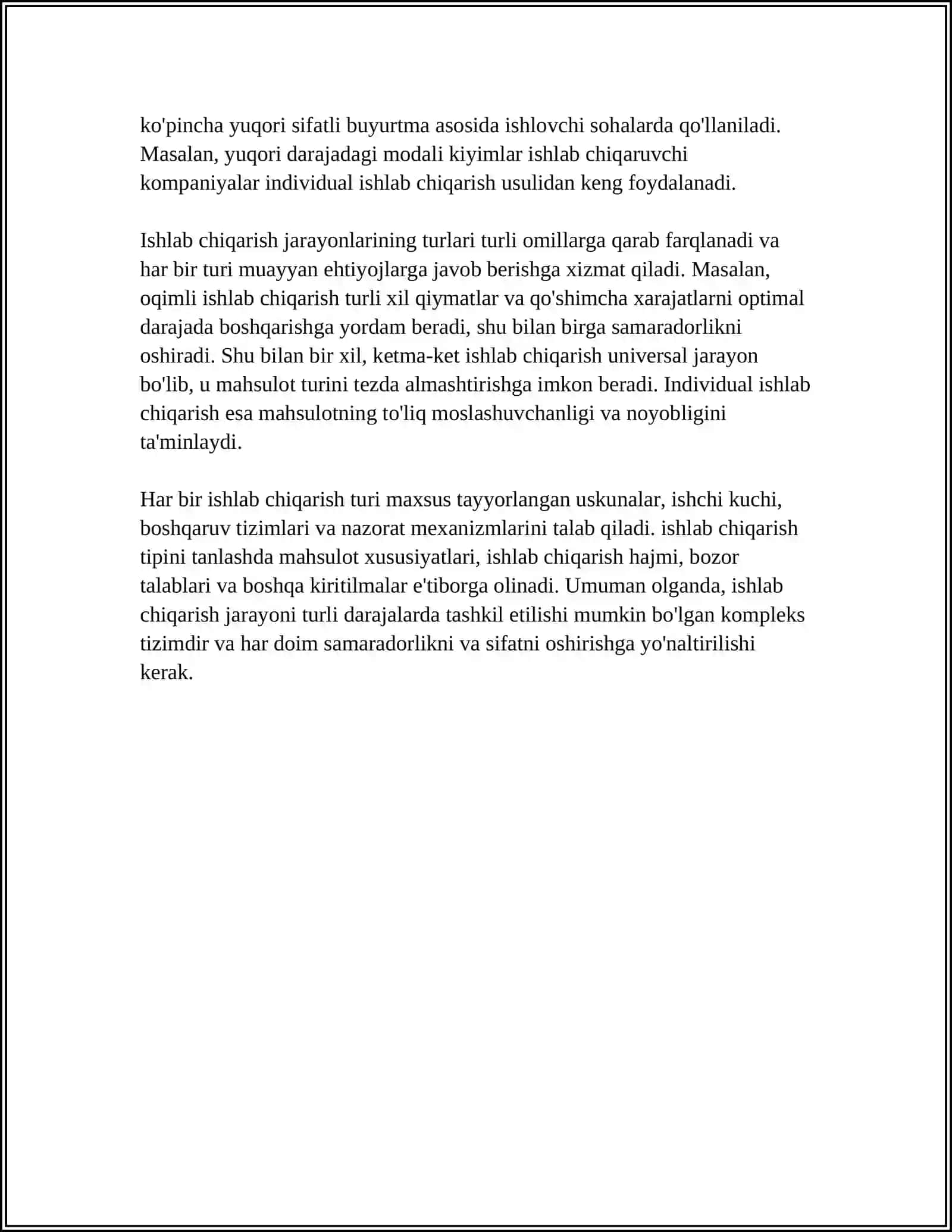 ISHLAB CHIQARISH JARAYONI VA ULARNING TURKUMLANISHI 4