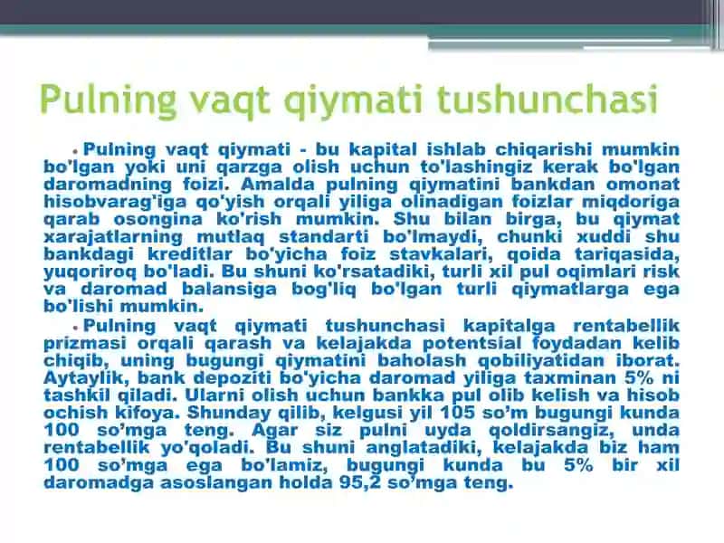 Diskontlangan pul oqimini baholash 4