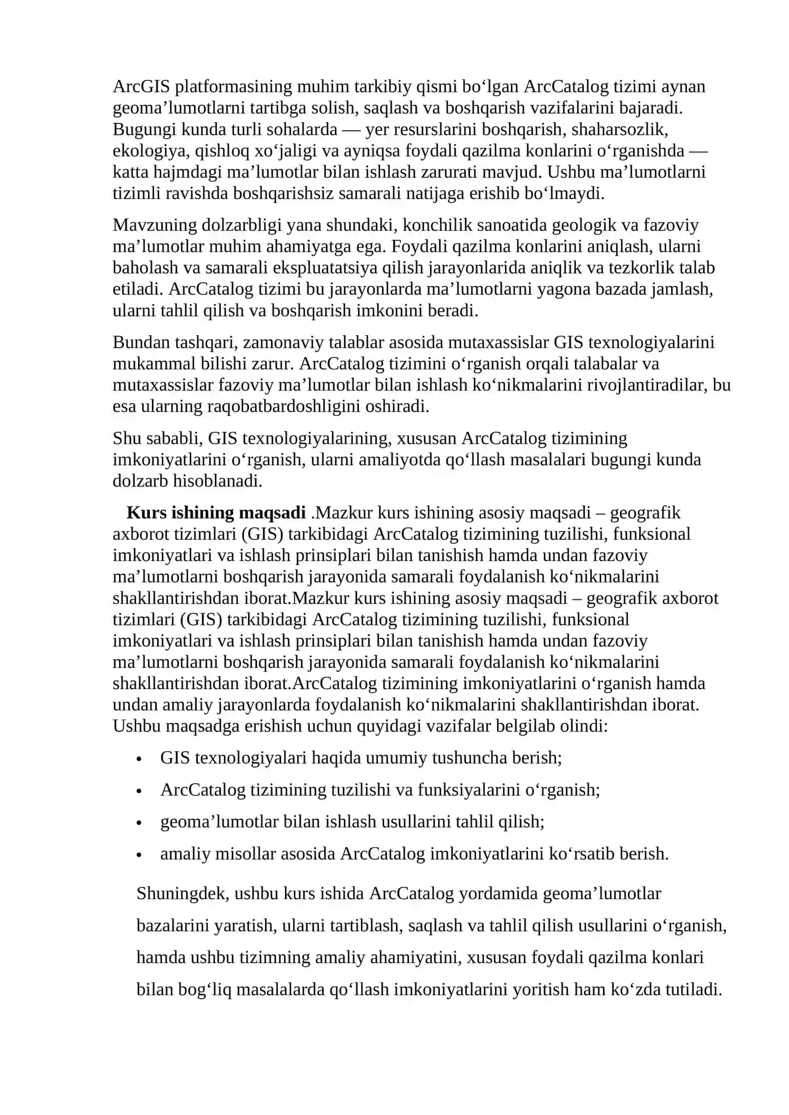 GIS-texnologiyaning “Arc Catalog” tizimida ishlash 4