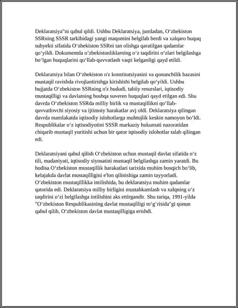 Oʻzbekiston Mustaqillik Deklaratsiyasi 4
