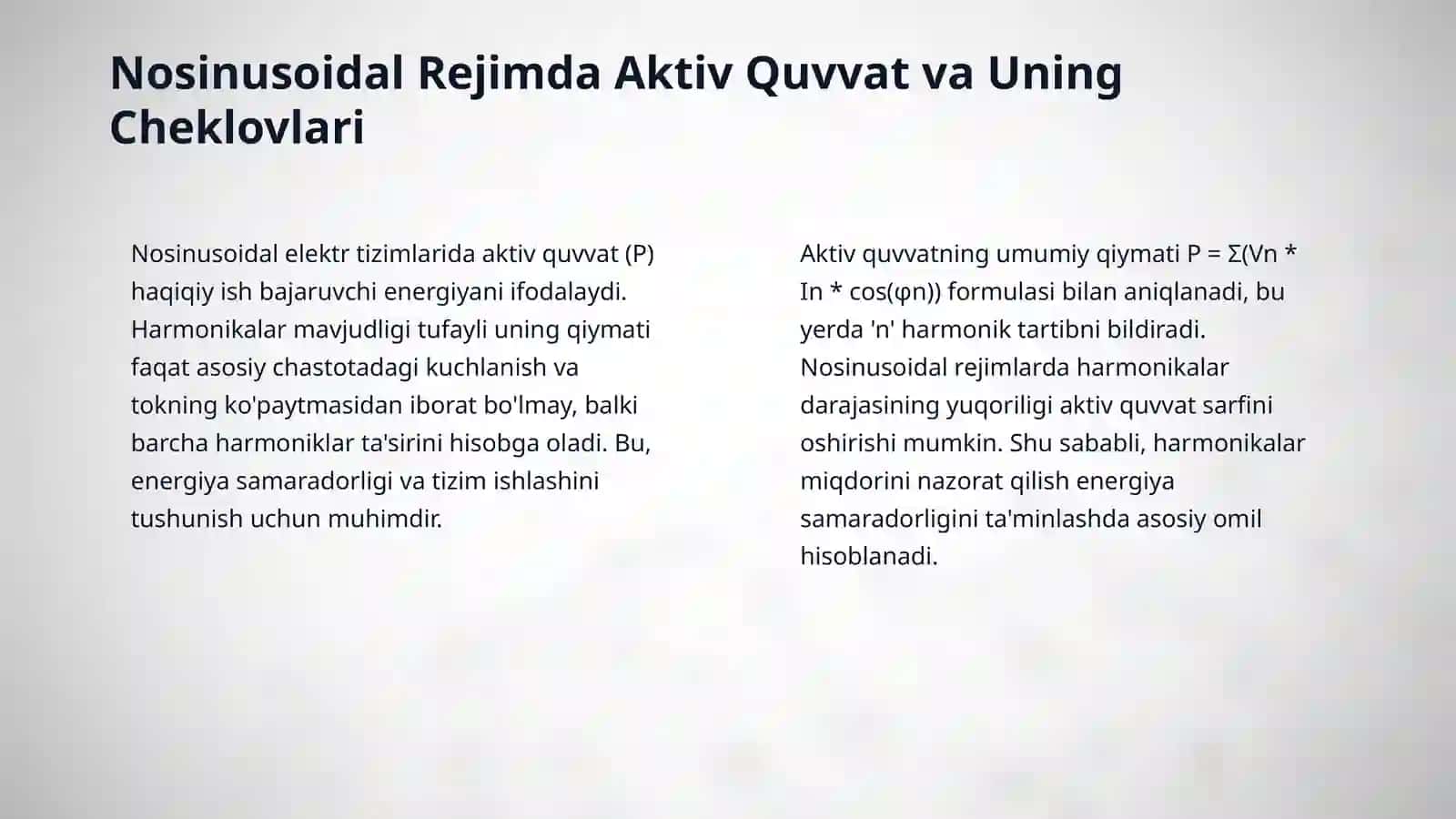 Nosinusoidal rejimlarda quvvat turlari 4