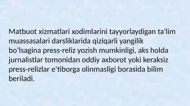 Press-relizdagi ma'lumot yangilik bo‘ladimi? 4