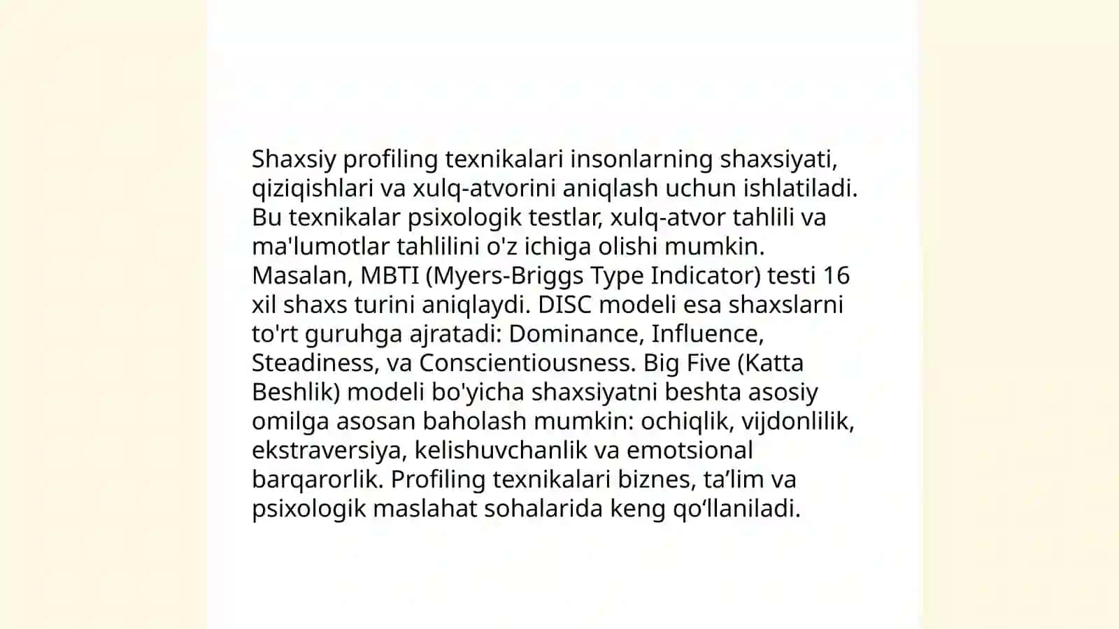 Profayling haqida tushuncha 4