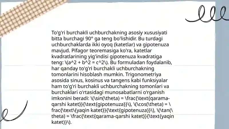 Gipotenuzasi va kateti bo'yicha to'g'ri burchakli uchburchak yasash 4