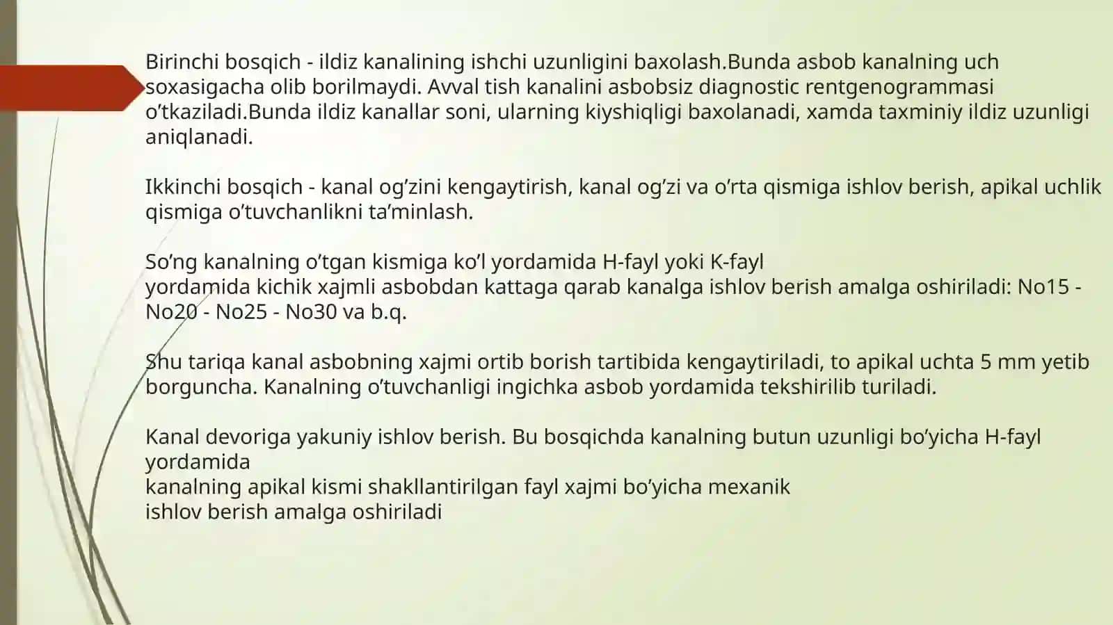 Ildiz kanallarini kengaytirish usullari va plomba usullari 4