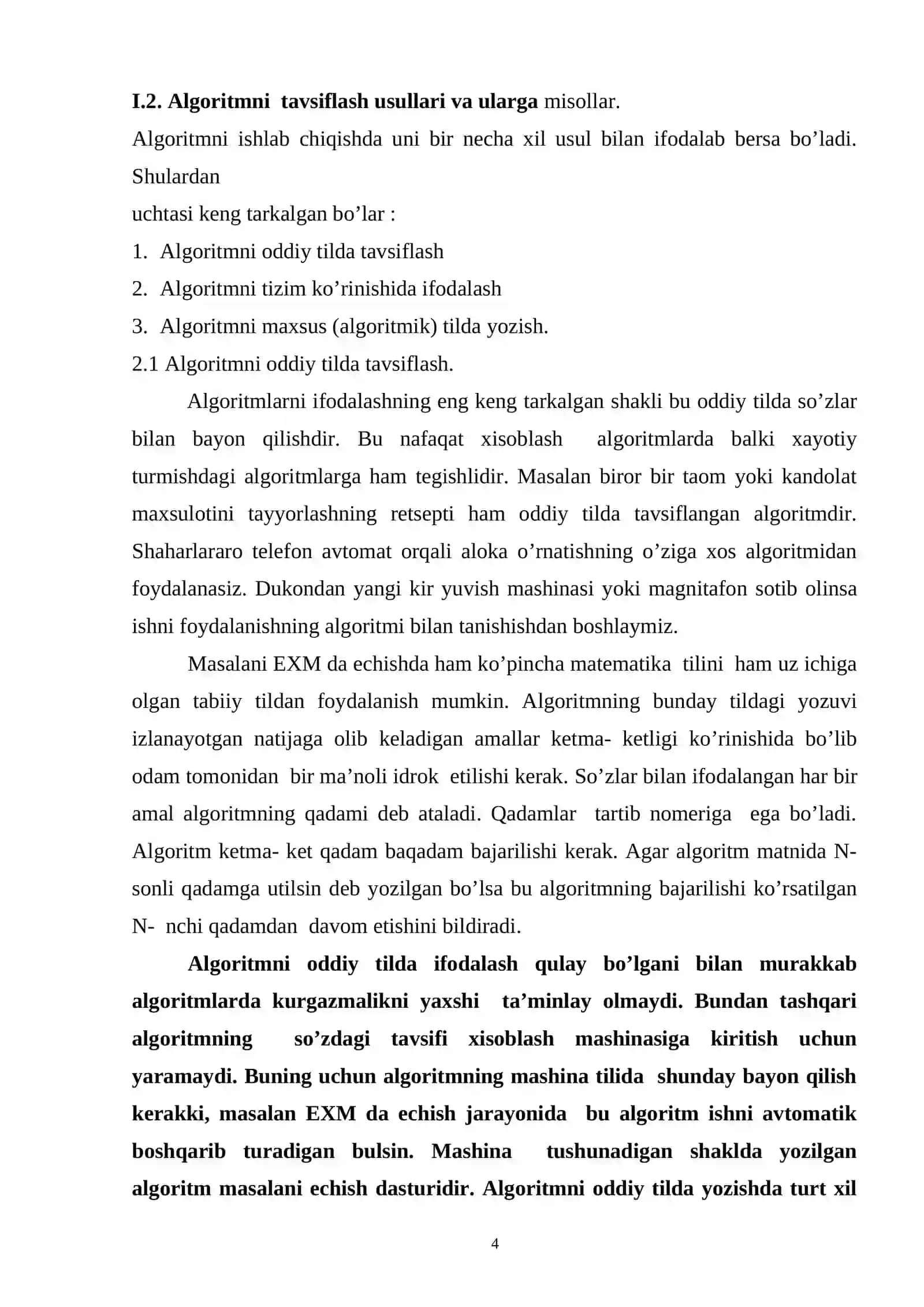 Algoritmni tavsiflash usullari 4