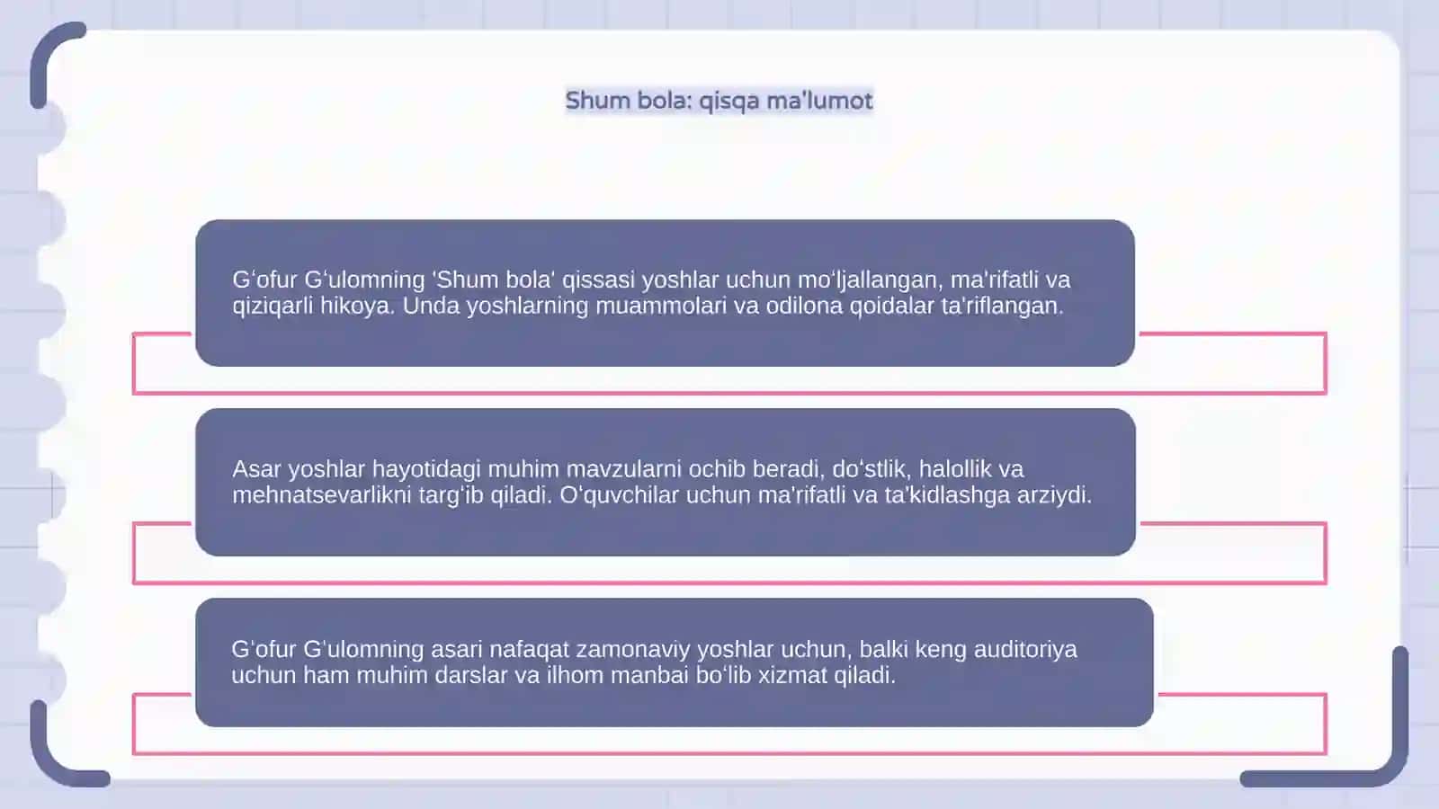 Gʻofur Gʻulom qissalari."Shum bola"yumaristik asar 4
