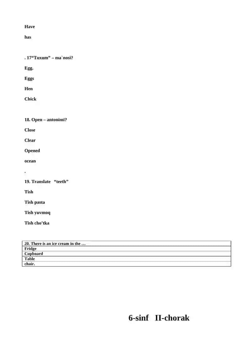 6-sinf I-chorak English 4