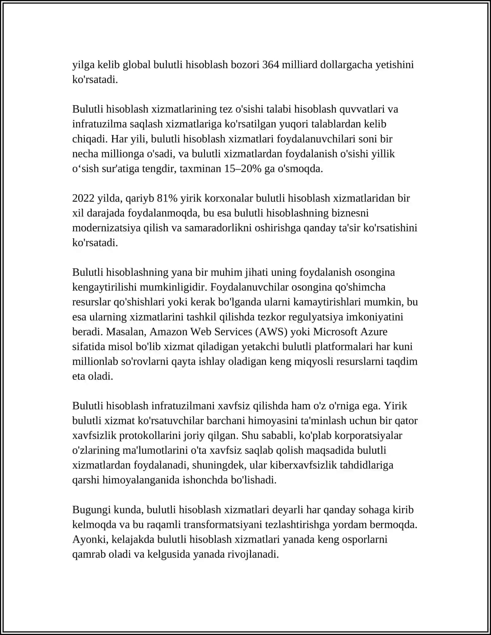 RAQAMLI IQTISODIYOT BULUTLI TEXNOLOGIYALAR(CLOUD TECHNOLOGY) 4
