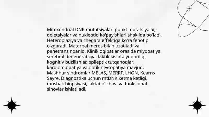 Mitoxondrial kasalliklar va Gipoenergetik holatlar 4