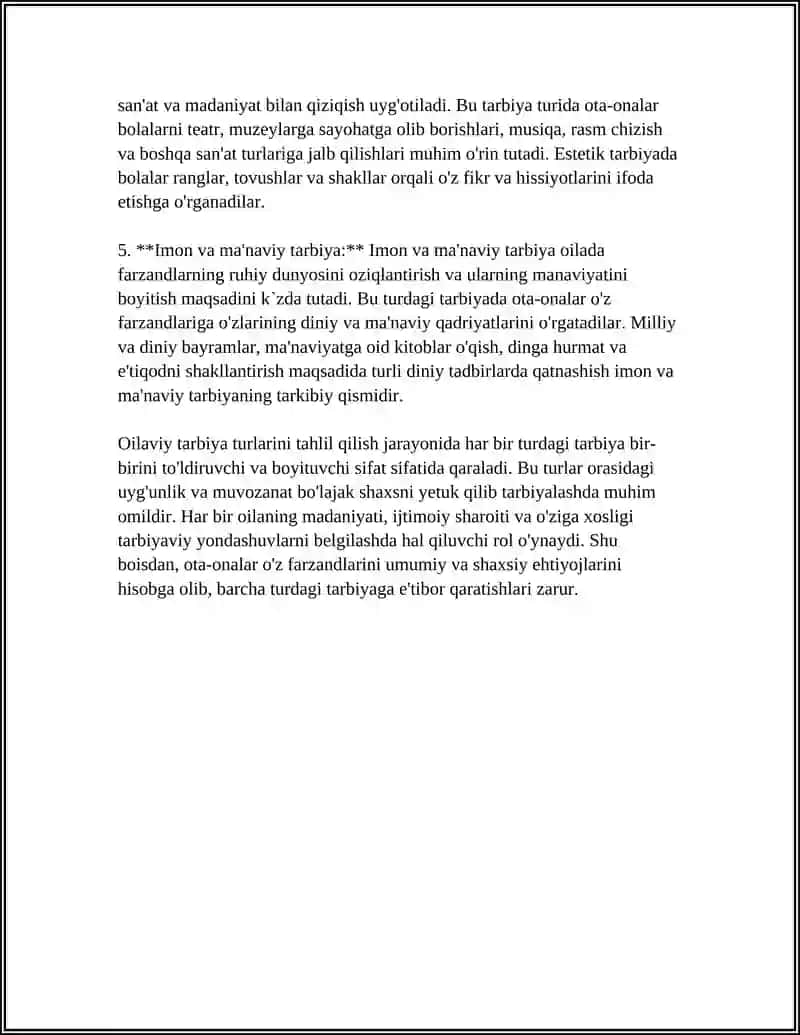 Oilaviy tarbiya turlarini tahlil qilish 4