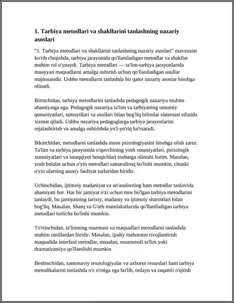 TARBIYA METODLARI VA SHAKLLARINI TANLASH ASOSLARI 4