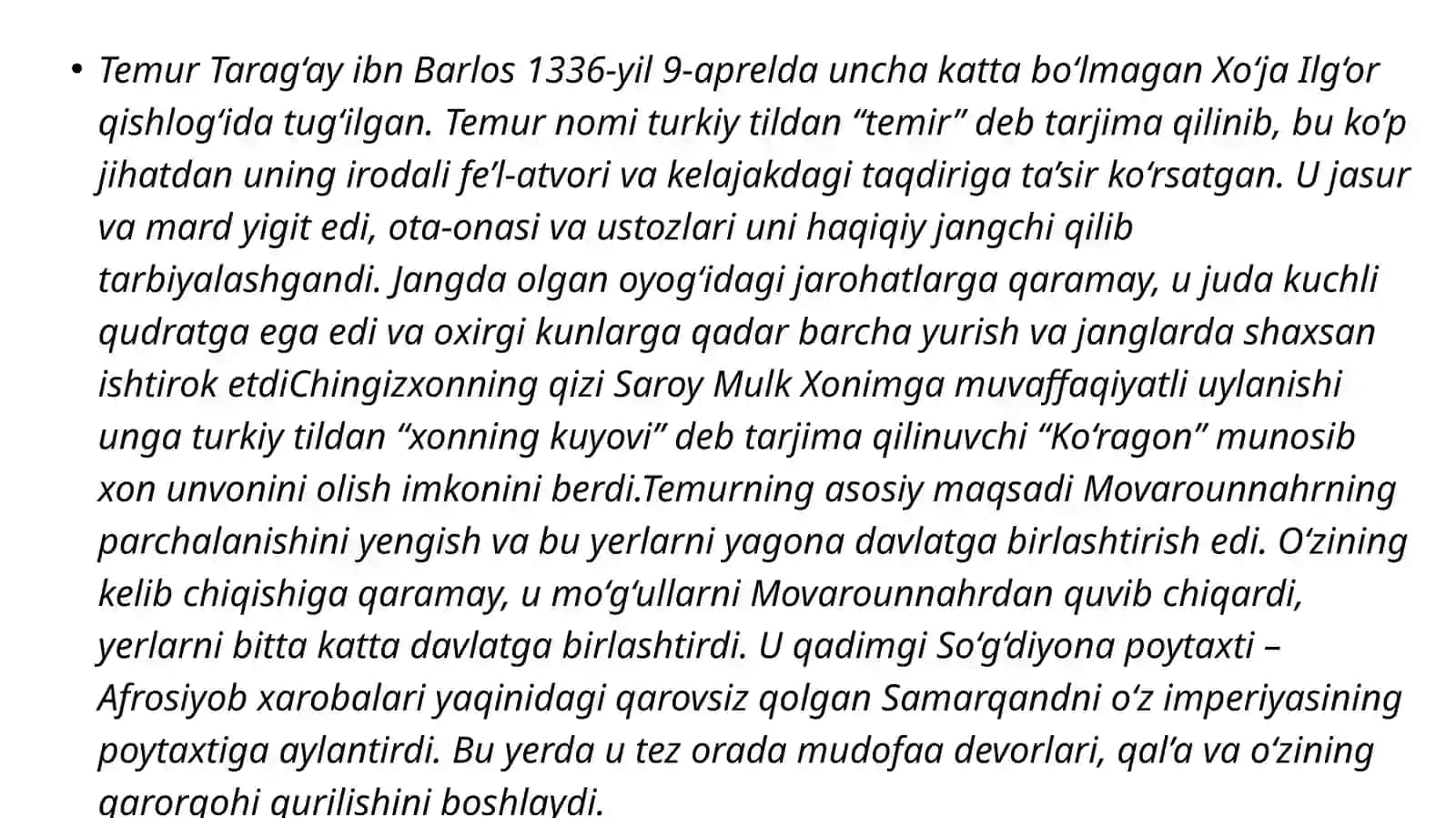 Temur tuzuklari fanidan mustaqil ish 4