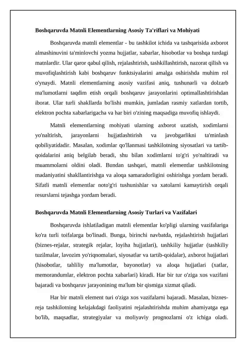 Boshqaruvning matnli elementlari 4