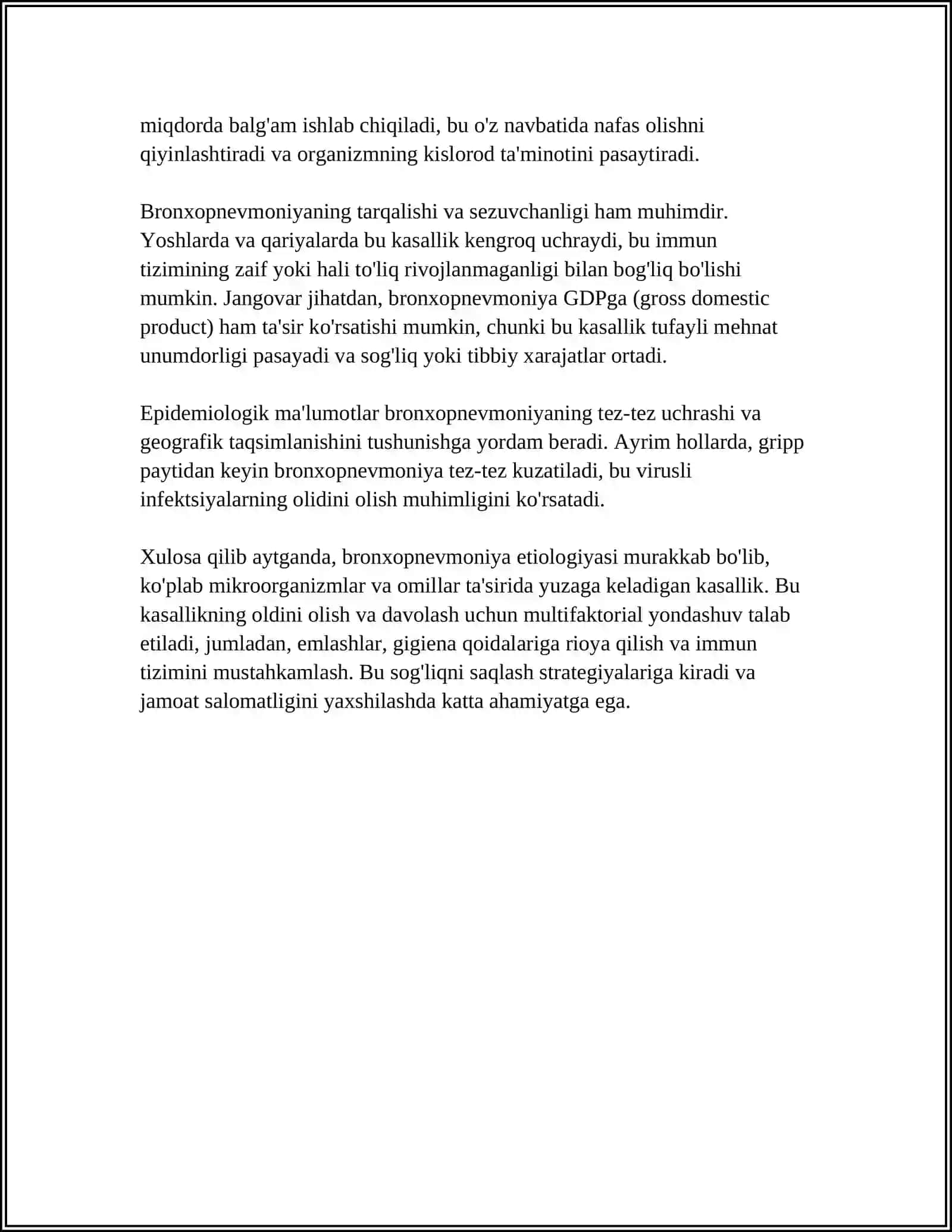 BRONXOPNEVMONIYA.ERTA YOSHDAGI BOLALAR PNEVMONIYASI.KRUPOZ PNEVMONIYA.ORALIQ PNEVMONIYA.BOLALARDA NAFAS AʼZOLARINING MAXSUS BOʻLMAGAN KASALLIKLARI 4