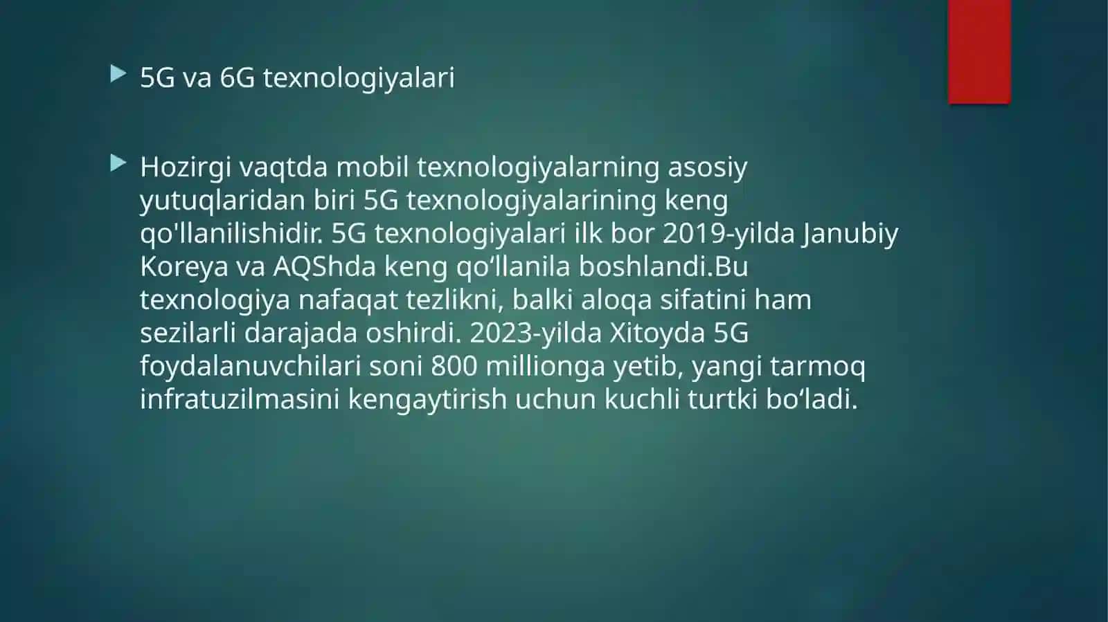 MOBIL TEXNOLOGIYALAR RIVOJLANISHI 4