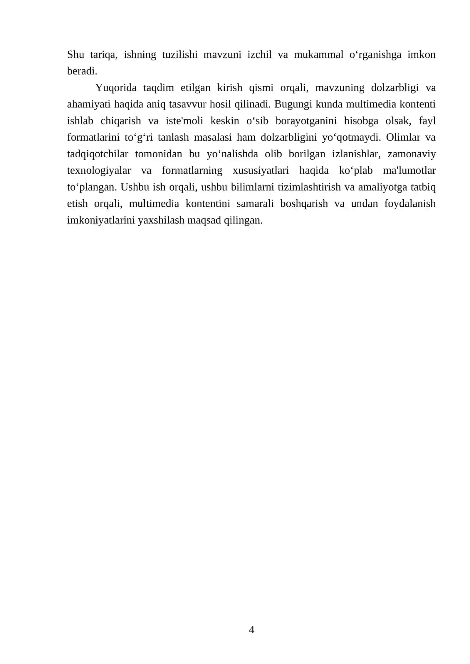 Multimediada foydalaniladidan fayl formatlari tahlili 4