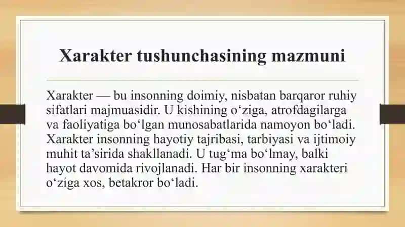 Xarakter haqida tushuncha 4
