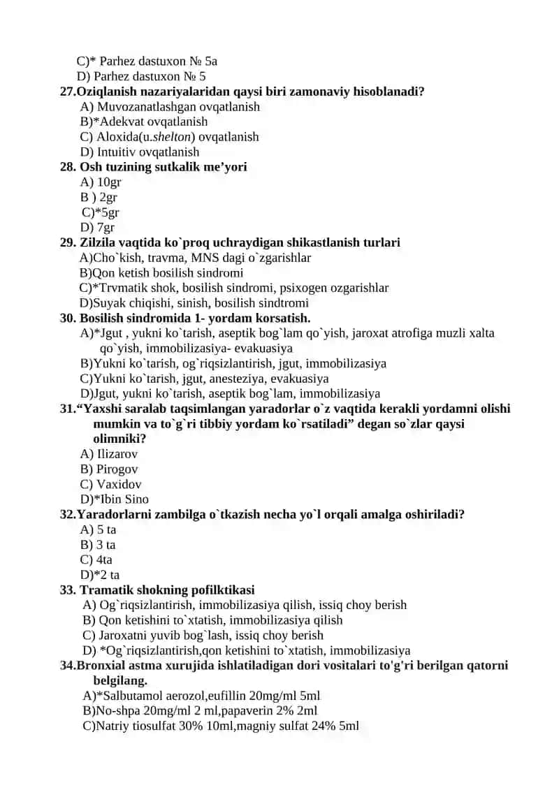 STOMATOLOGIYA TEST SAVOLLARI 4