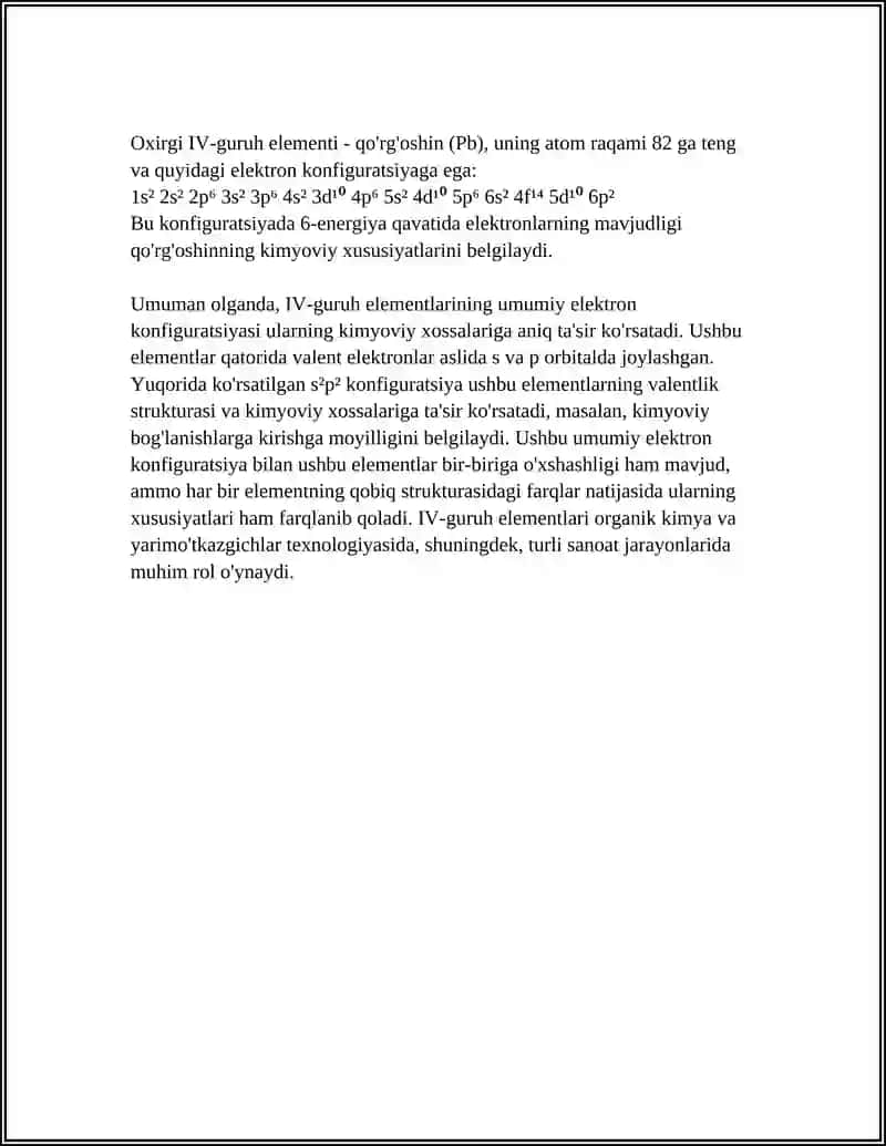 IV-GURUH ELEMENTLARINING UMUMIY TAVSIFI 4