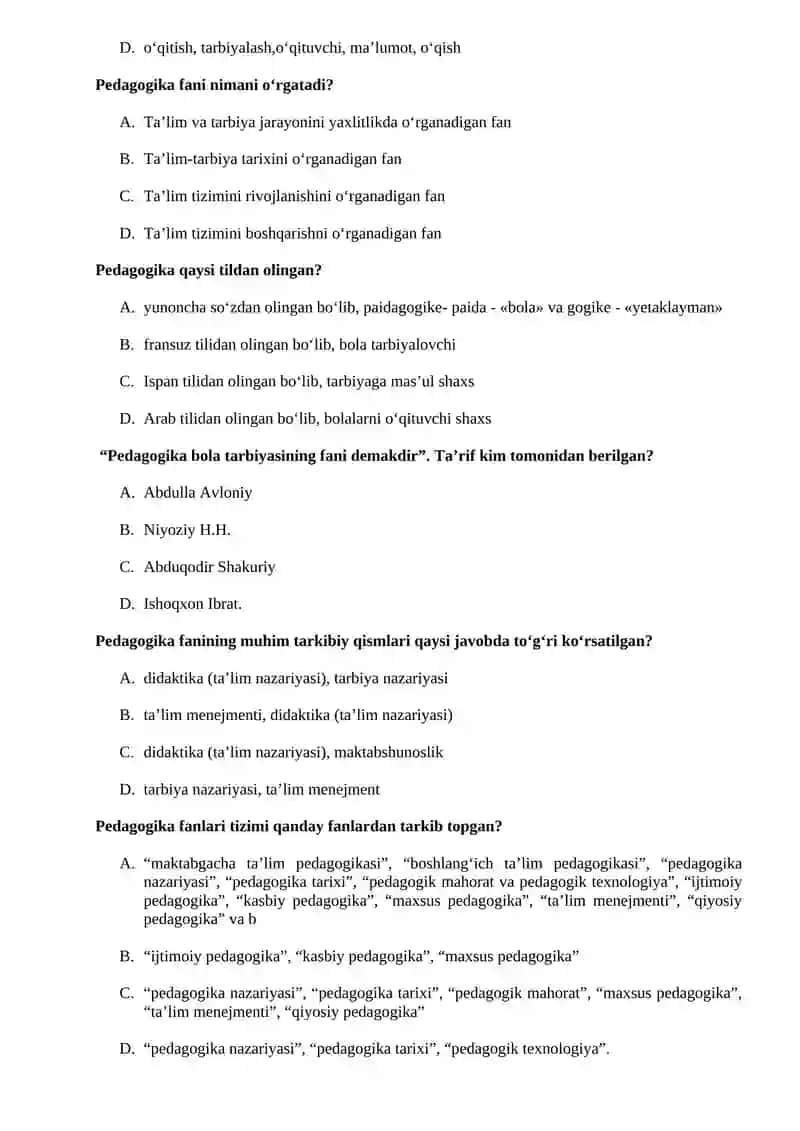 ARM test pedagogika 250 talik 4