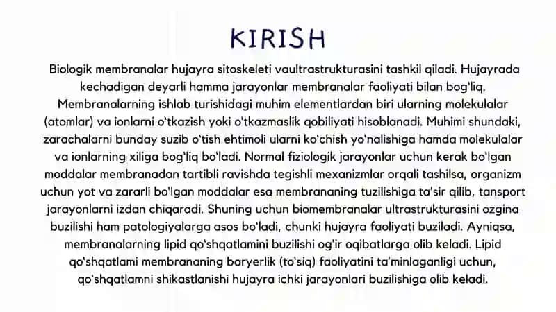 Biologik Membranalar va Tashilish Mexanizmlari 4
