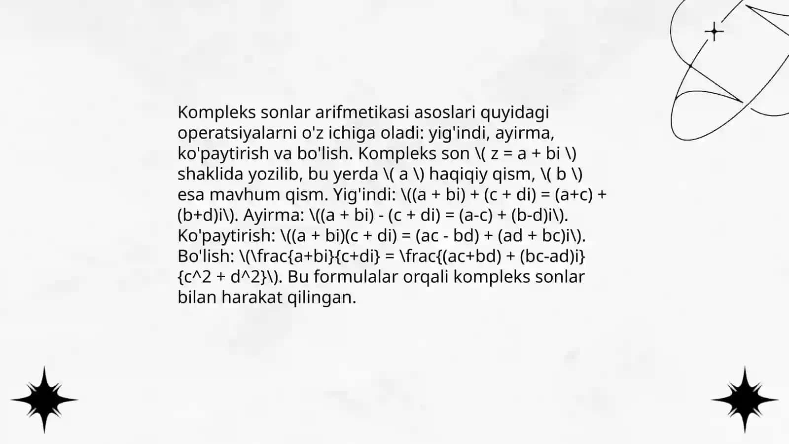 Kompleks sonlar nazariyasi 4