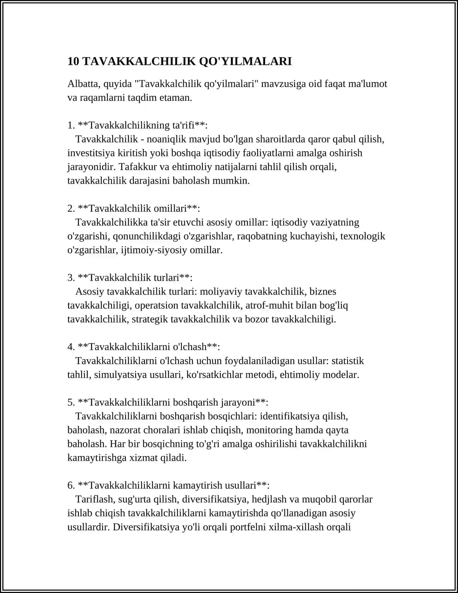 Tavakkalchilik Qo'yilmalari 4