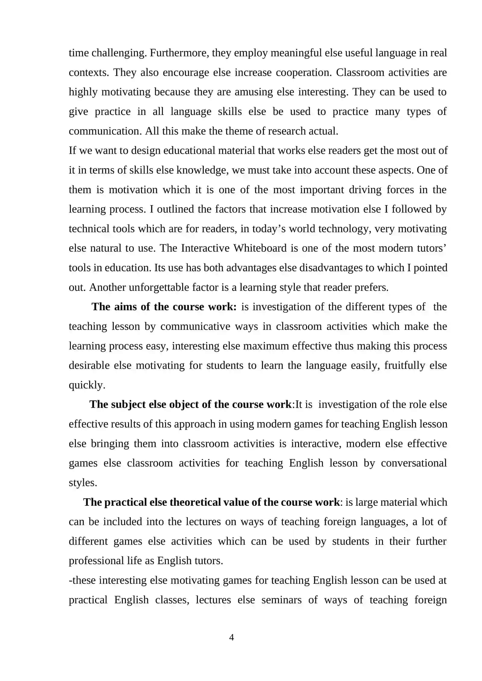 English Faculty II Course Work 4