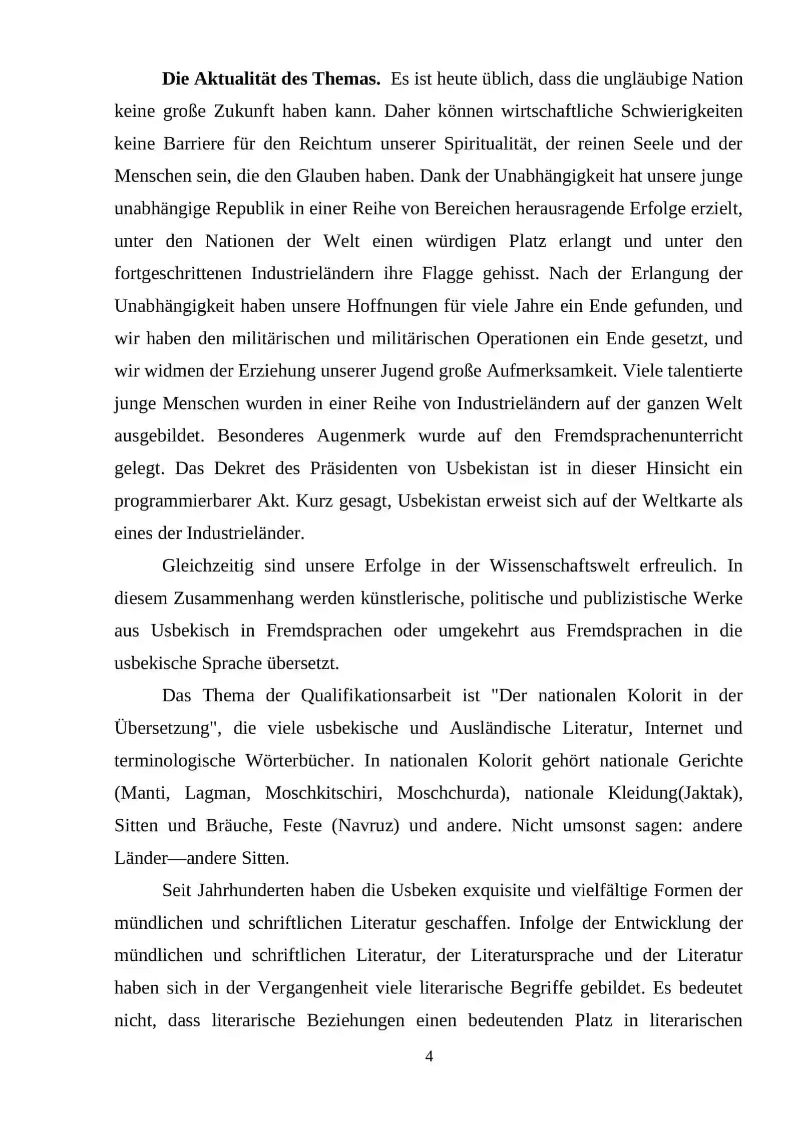 Das Thema: Der nationalen Kolorit in der Übersetzung 4