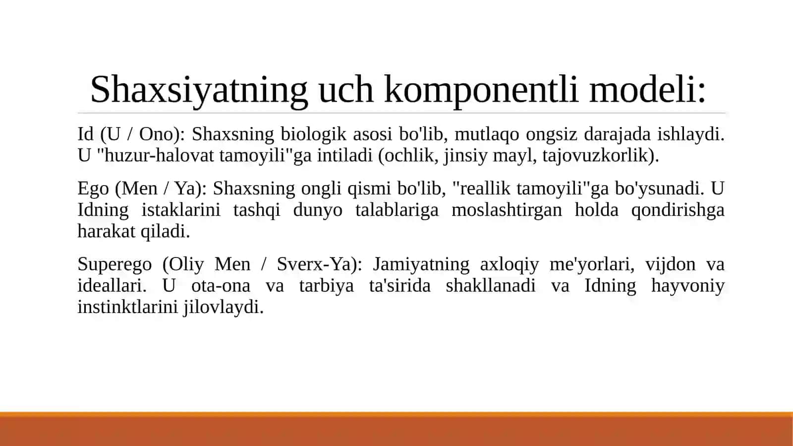 Klassik psixoanaliz va uning modefikatsiyalari 4