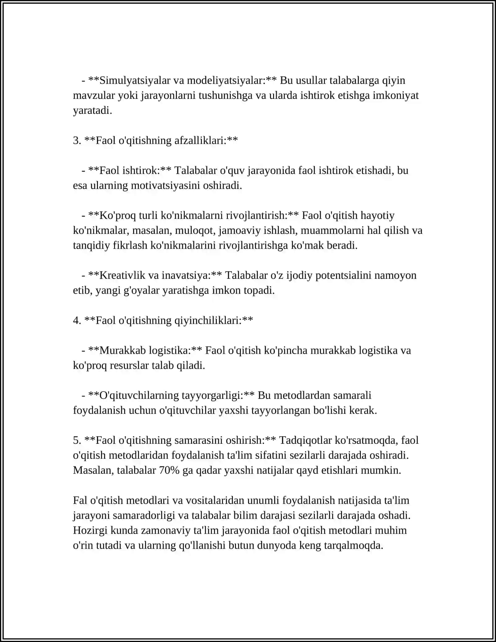 Faol O'qitish Metodlari va Vositalari 4